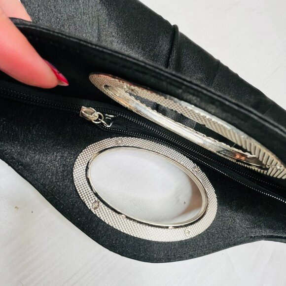 Timeless Elegance: Vintage Black Satin Handbag - Picture 7 of 10